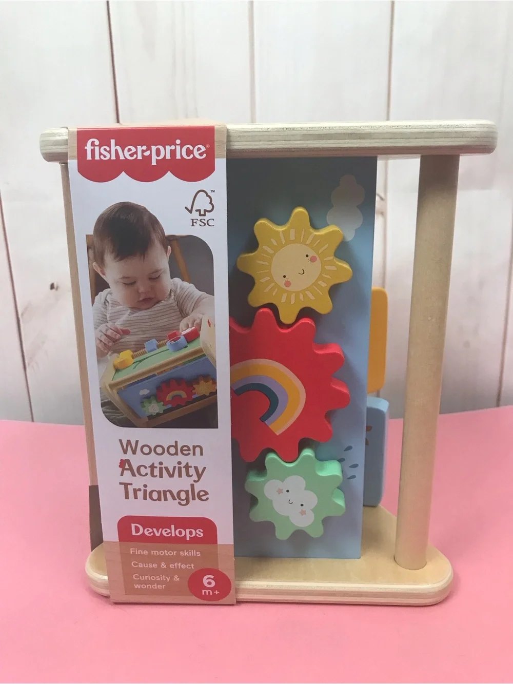 Fisher-Price Rainbow Gear Wooden Activity Triangle 6 months plus